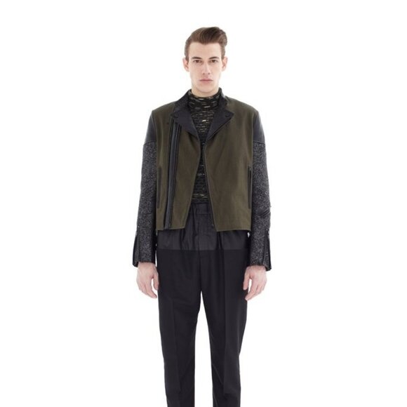 (SOLD) Balenciaga Fall 2012 Black and Gray Paneled Biker Leather Jacket - Picture 15 of 16